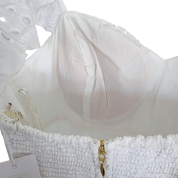 Lilly Pulitzer White Cotton Eyelet Embroidered Flutter Sleeve Midi Dress Size 14 - Picture 6 of 11